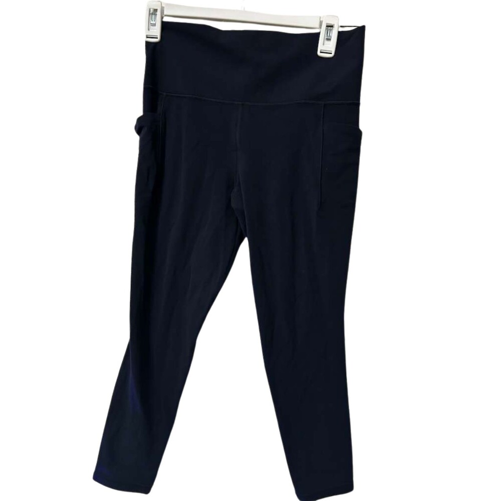 Athleta Salutation Stash Pocket II 7/8 Leggings Womens Medium Blue Nylon Spandex